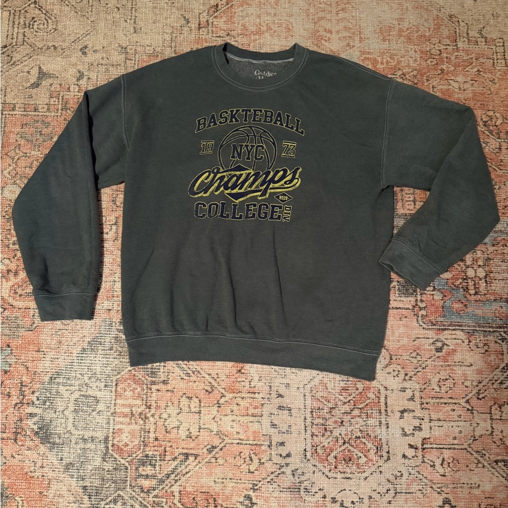 Dark Green “Basketball Champs College” Crewneck Sweatshirt
